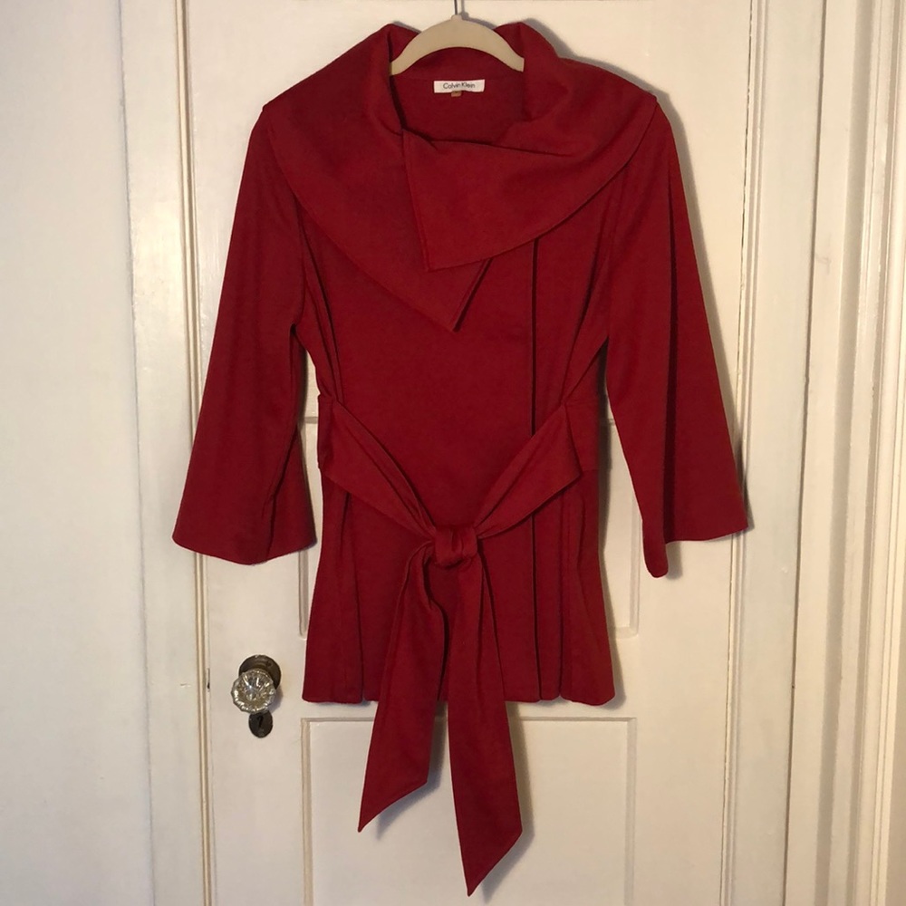 Calvin Klein Wide Collar Wrap Jacket: Sz Small